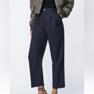 Zara navy pinstripe ankle pants